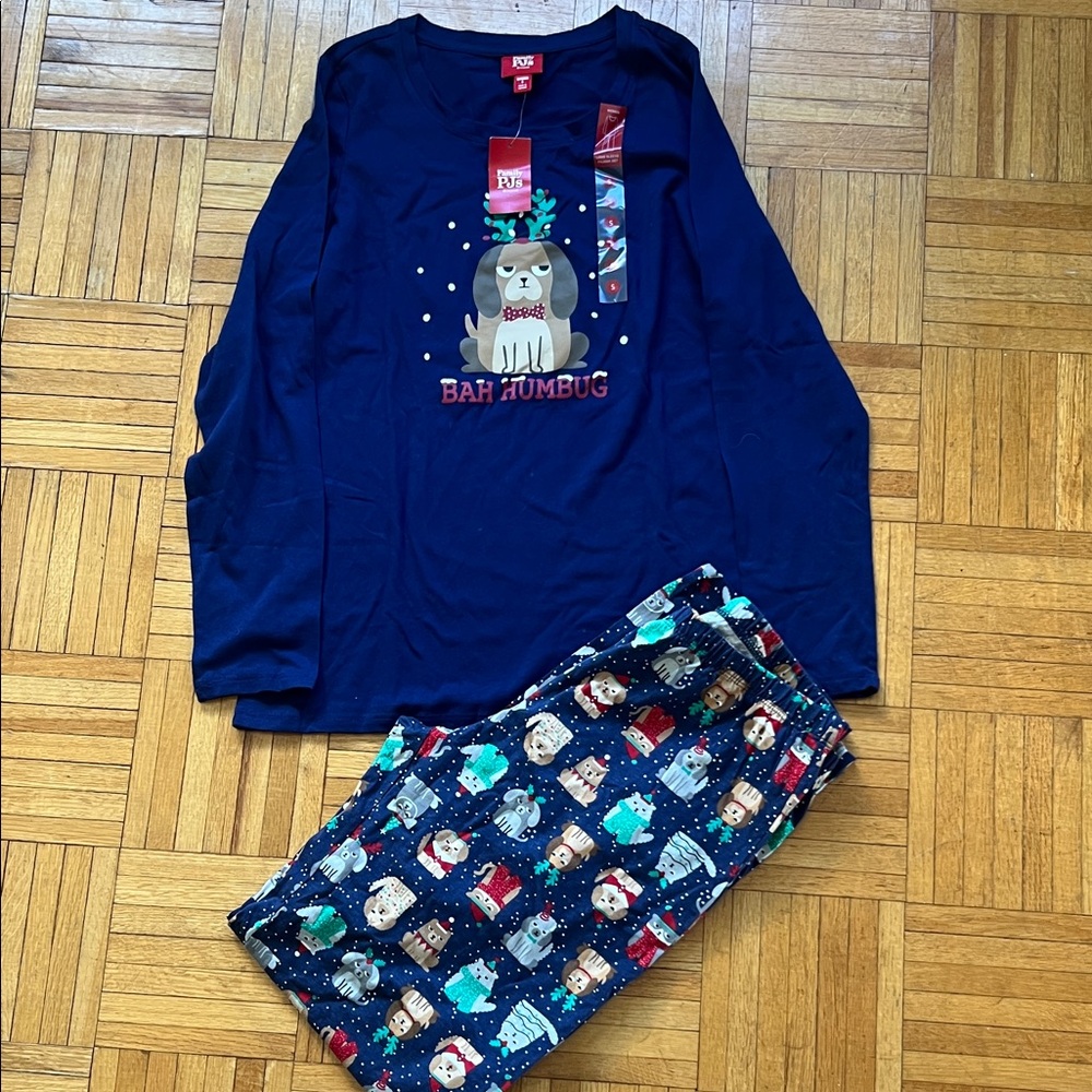 Women’s Christmas Navy Blue Pajama Set